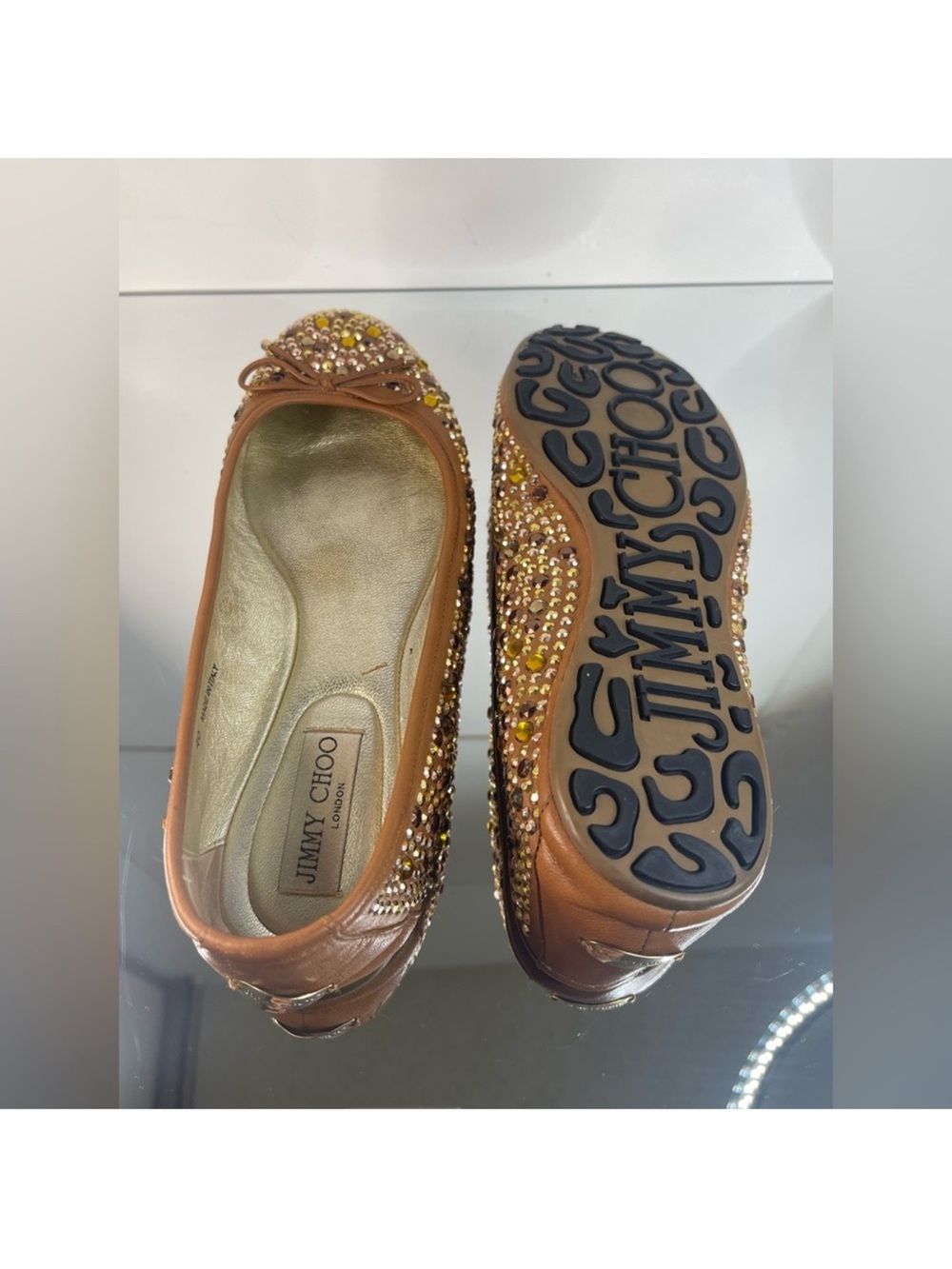 Jimmy Choo Brown Embellished Ballerina Flats size 40 - Picture 8 of 11